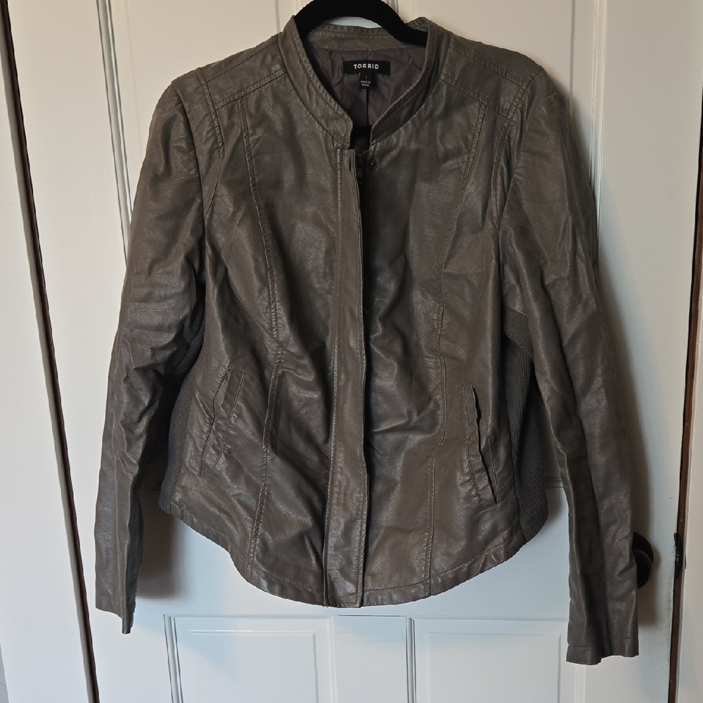 Torrid Gray Leather Jacket Classic Style
